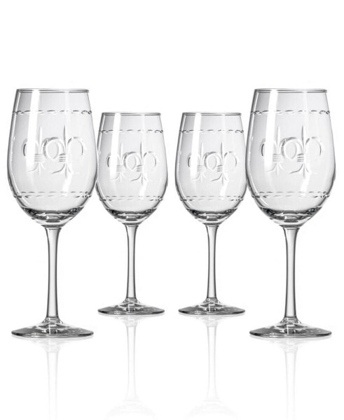 Fleur De Lis White Wine 12Oz - Set Of 4 Glasses