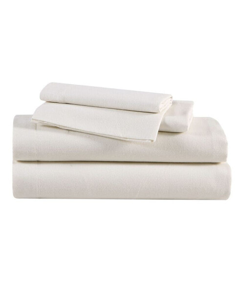 Solid Cotton Flannel 4-Piece Sheet Set, King