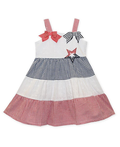 Baby Girls Americana Tiered Seersucker Dress with Bows