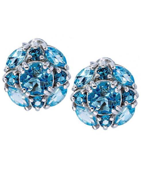 London Blue Topaz (3 ct. t.w) and Swiss Blue Topaz (1/3 ct. t.w) Earrings in Sterling Silver