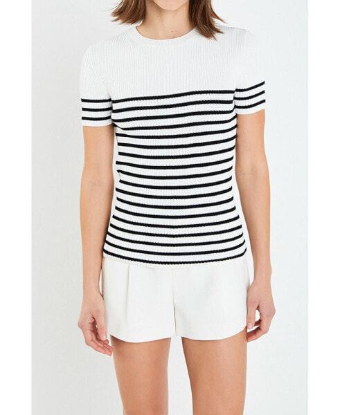 Women's Stripe Fitted Knit Top