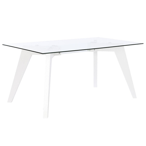Обеденный стол DKD Home Decor Белый Прозрачный Стеклянный Деревянный MDF 160 x 90 x 75 cm