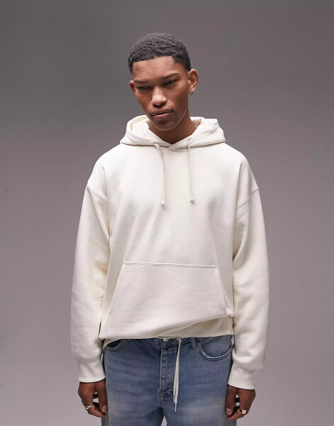 Topman relaxed hoodie in white - WHITE