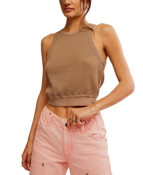 Women's Cotton Cropped High-Neck Tank