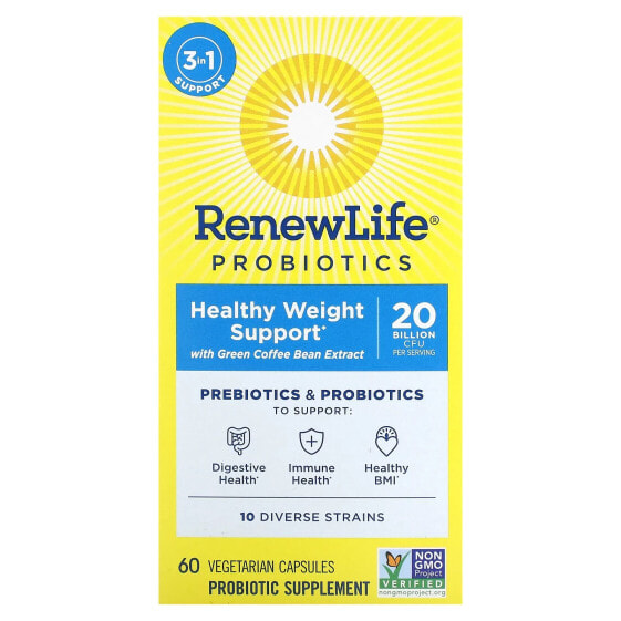 Renew Life, Пробиотики, поддержка здорового веса, 60 вегетарианских капсул