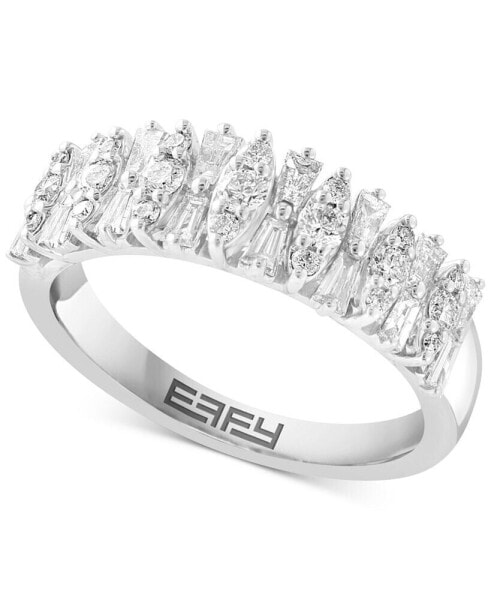 EFFY® Diamond Baguette & Round Horizontal Cluster Ring (3/4 ct. t.w.) in 14k White Gold