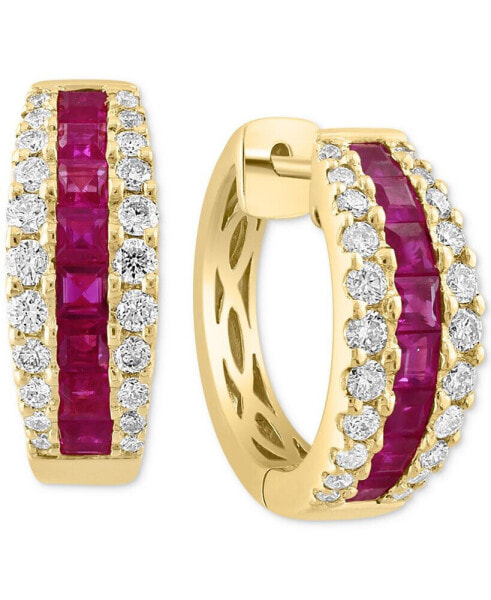 Серьги EFFY Ruby & Diamond Small Hoop