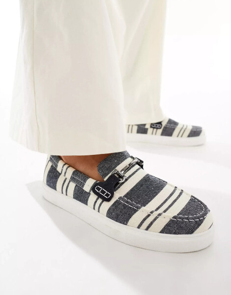 ASOS DESIGN loafers in navy stripe