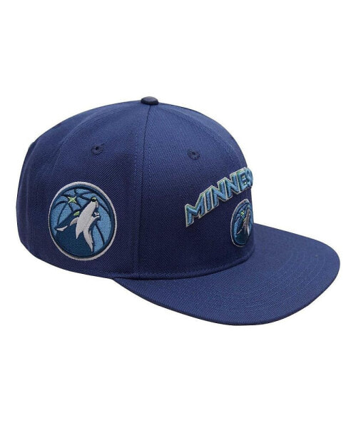 Men's Navy Minnesota Timberwolves Stacked Logo Wool Snapback Hat