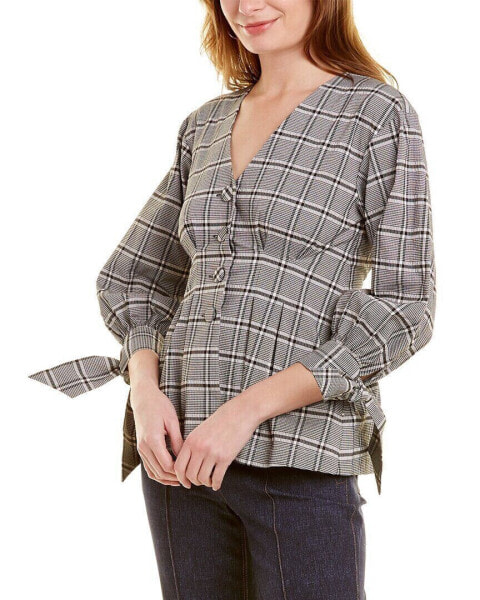 Топ Pearl By Lela Rose Seersucker Plaid Black XS