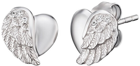 Серебряные серьги Сердце с крыльями ангела и цирконами ERE-LILHW-ST