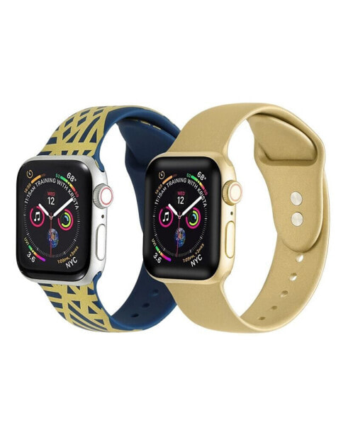 Men's and Women's Geometric Gold-Tone Metallic 2 Piece Silicone Band for Apple Watch 38mm