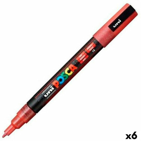 Ручка POSCA Маркер PC-3ML Красный 6 штук