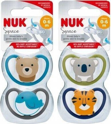 NUK Nuk smoczek usp.silikon 0-6m-cy Space 2szt.