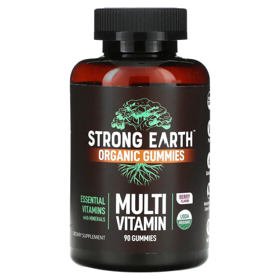 YumV's, Strong Earth Kids, органические жевательные мармеладки, мультивитамины, ягоды, 90 жевательных таблеток