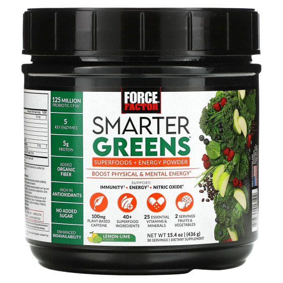Smarter Greens, Superfoods + Energy Powder, Lemon-Lime, 15.4 oz (436 g)