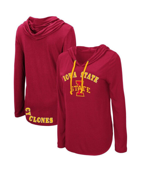 Women's Cardinal Iowa State Cyclones My Lover Lightweight Hooded Long Sleeve T-shirt