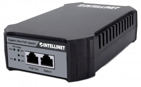 Intellinet PoE Injector 10/100/1000 Mbit/s 95W (Euro 2-pin plug) - Gigabit Ethernet - 10,100,1000 Mbit/s - IEEE 802.3 - IEEE 802.3ab - IEEE 802.3af - IEEE 802.3at - IEEE 802.3bt - IEEE 802.3u - Cat5 - Cat5e - Black - Grey - 100 m