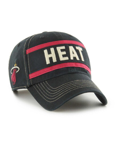 Men's Black Distressed Miami Heat Quick Snap Clean Up Adjustable Hat