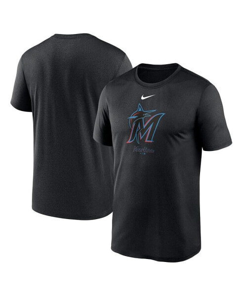 Men's Black Miami Marlins Team Arched Lockup Legend Performance T-shirt