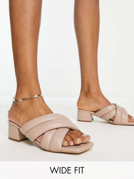 Simply Be Wide Fit soft padded mules in camel