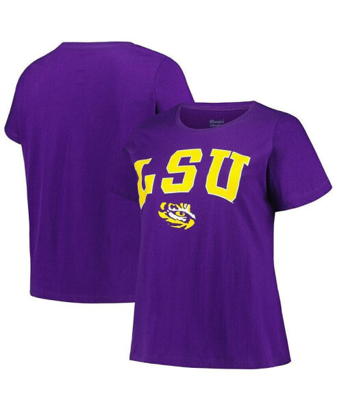 Women's Purple LSU Tigers Plus Size Arch Over Logo Scoop Neck T-shirt