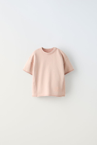 Faded-effect embroidered t-shirt