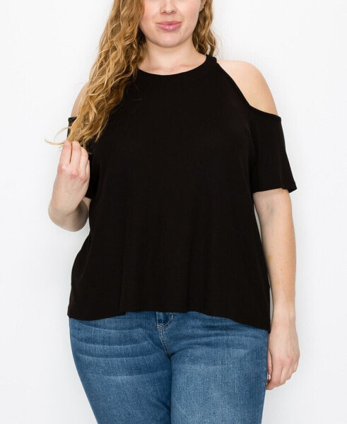 Plus Size Thermal Cold Shoulder Tee