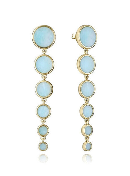 Gold-plated dangle earrings with amazonite Elegant 2300E100-43