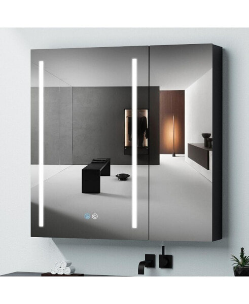 Зеркало с подсветкой Simplie Fun 30x30 дюймовая кабинетка для медицинских препаратов с двойными дверцами для установки на поверхность