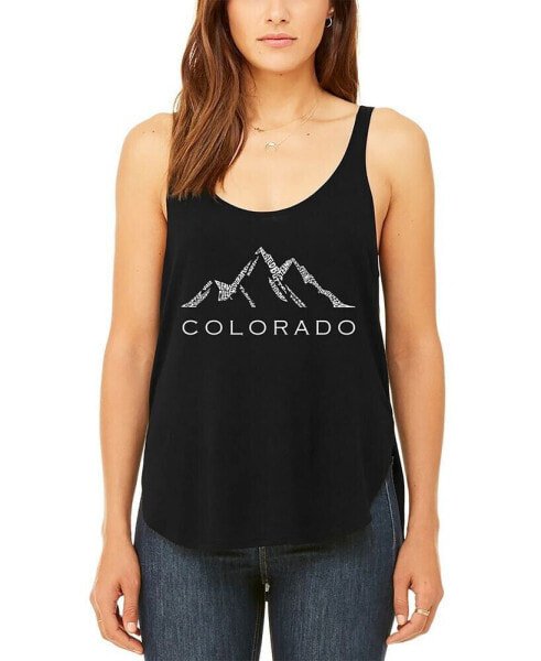 Women's Premium Colorado Ski Towns Word Art Flowy Tank Top