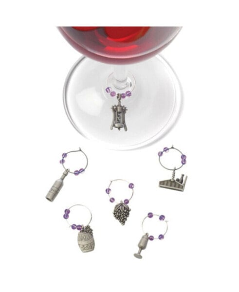 Winery Pewter Wine Charms, Set of 6