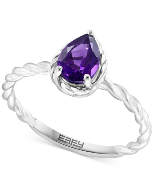 EFFY® Amethyst Pear Rope Ring (3/4 ct. t.w.) in Sterling Silver