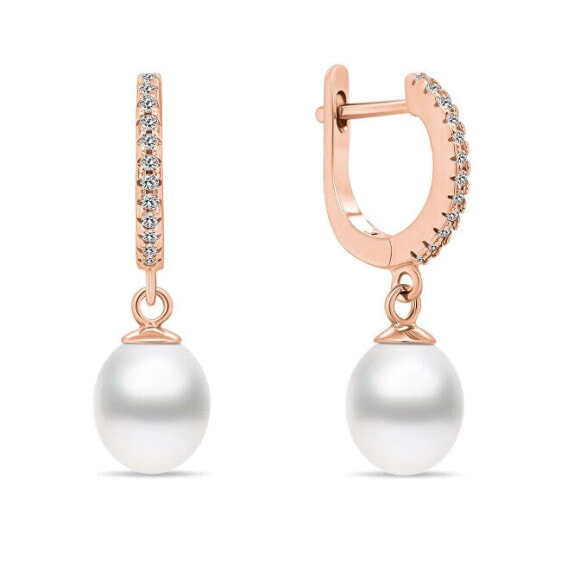 Charming bronze earrings with pearls EA650R