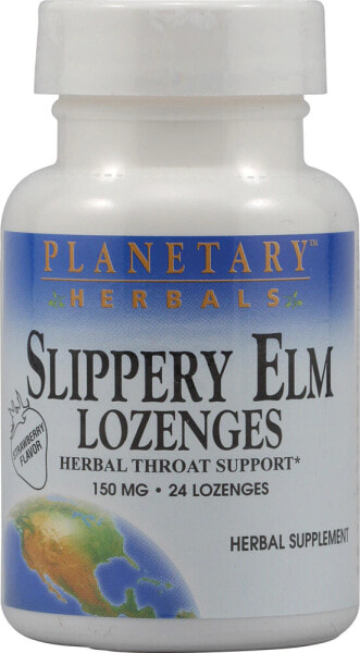 Planetary Herbals Slippery Elm Lozenges Леденцы со скользким вязом 150 мг - 24 со вкусом клубники леденцов