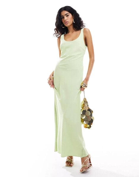 Pretty Lavish satin maxi dress in pistachio