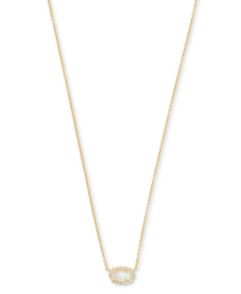 14k Gold-Plated Cubic Zirconia & Mother-of-Pearl Mini Pendant Necklace, 15" + 2" extender