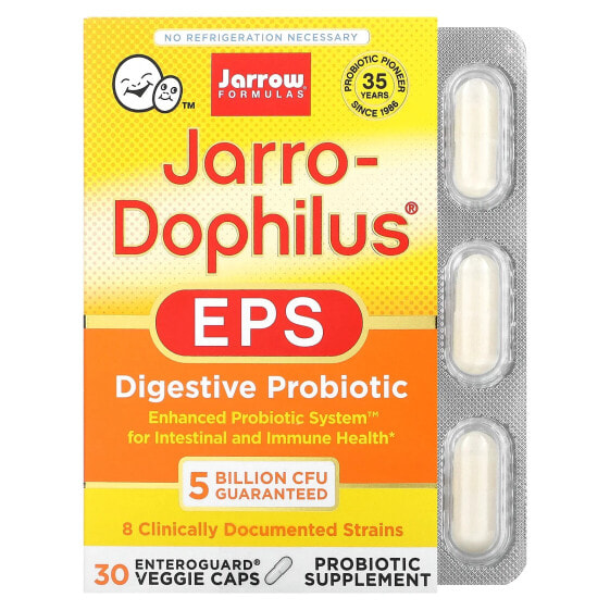 Витамины и БАДы для пищеварительной системы Jarrow Formulas Jarro-Dophilus EPS, 5 Миллиардов КОЕ, 30 растительных капсул