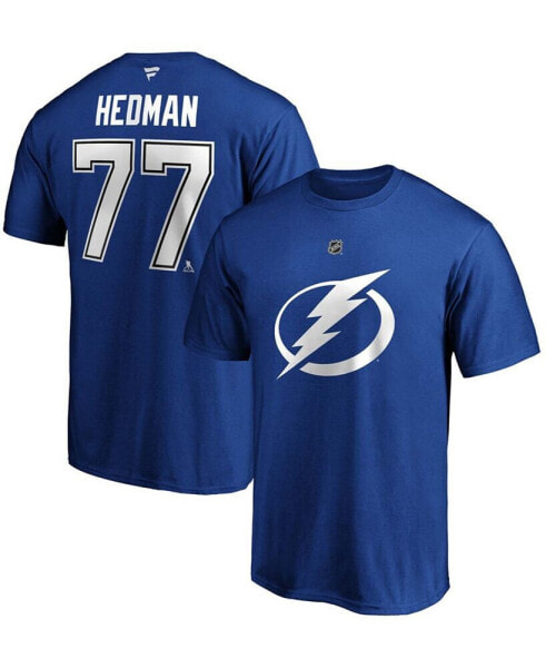 Men's Victor Hedman Blue Tampa Bay Lightning Authentic Stack Name and Number T-shirt