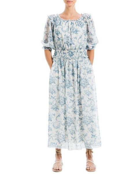 Платье Max Studio Maxi Dress в бело-синем цветочном стиле, Одежда и обувь, Женщинам, Платья