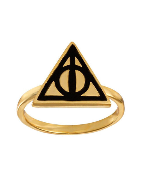 Womens 18K Yellow Gold Plated Deathly Hallows Ring