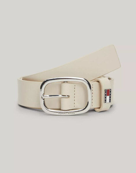 Tommy Jeans Leather Belt in Beige