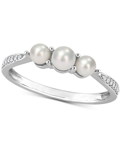 Cultured Freshwater Pearl (3 & 6-1/2mm) & Diamond Accent Ring in 14k White Gold