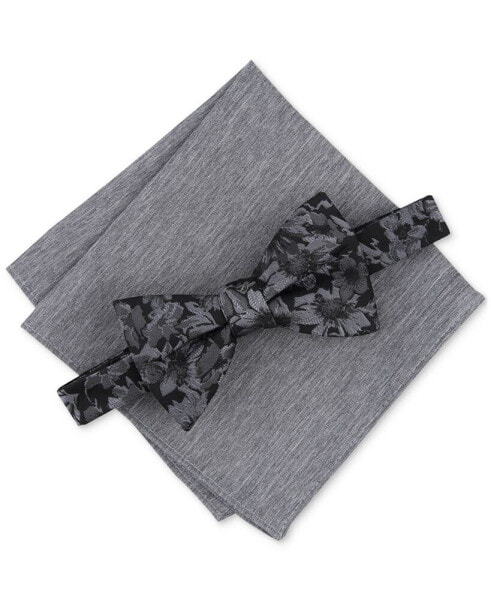 Men's Malaga Floral Bow Tie & Solid Pocket Square Set, Created for Macy's