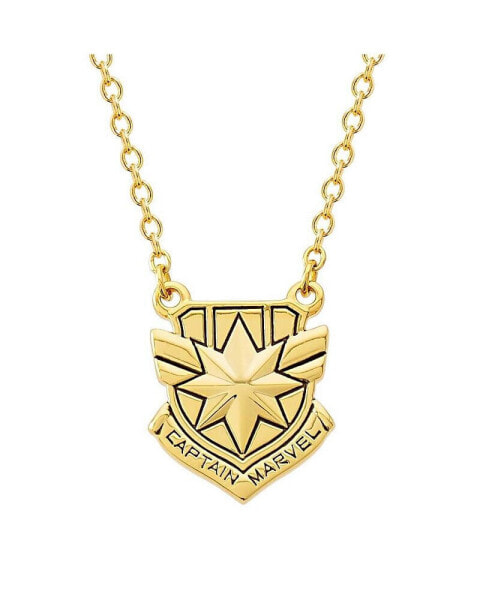 s Captain Shield Yellow Gold Plated Necklace, 18" chain
