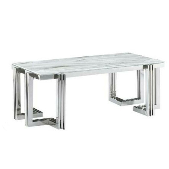 Кофейный столик DKD Home Decor Белый Серебристый Стеклянный Сталь 120 x 60 x 45 cm