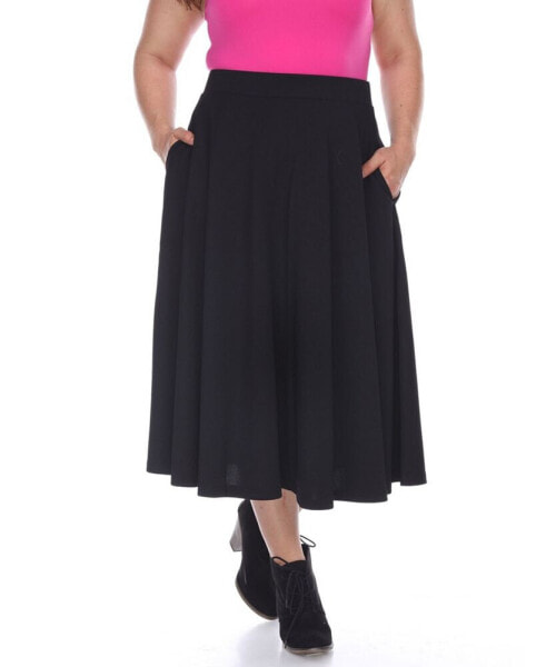 Plus Size Flared Midi Skirt