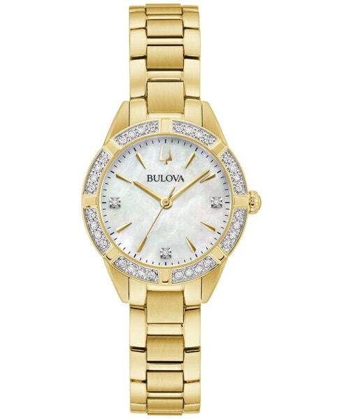 Women's Classic Sutton Diamond (1/20 ct. t.w.) Gold-Tone Stainless Steel Bracelet Watch 28mm