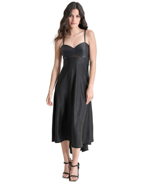 Women's Mixed-Media Midi Dress