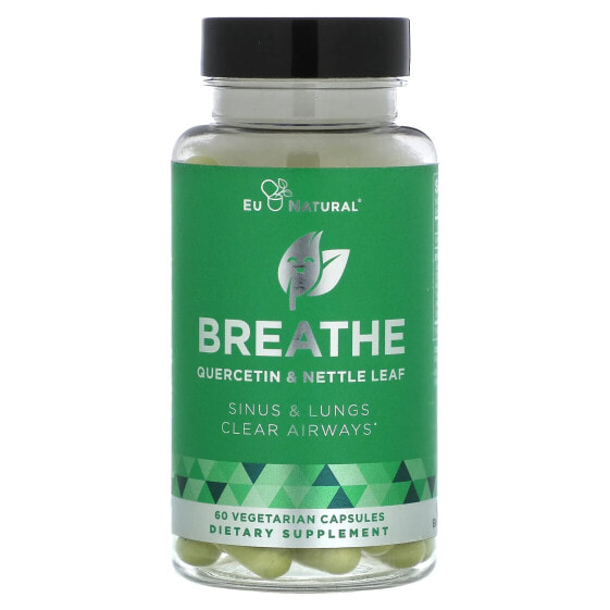 Витамин C и Лист Крапивы для Здоровья Дыхательной Системы Eu Natural BREATHE, 60 Вегетарианских Капсул